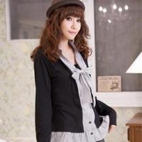 ราคา Striped Mock Two-Piece Tie-Neck Blouse (1032327870)