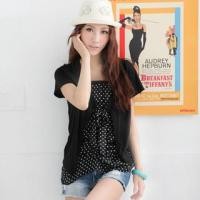 ราคา Inset Polka Dots Short-Sleeve Chiffon Top (1031084305)