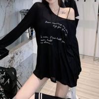 ราคา Long Sleeve Scoop Neck Lettering Print T-Shirt (1132352586)