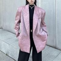 ราคา Peak Lapel Crocodile Grain Chained Double-Breasted Blazer (1132368838)