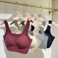 ราคา Plain Lace Trim Ribbed Bra Top (1132380679)