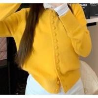 ราคา Long Sleeve Round Neck Plain Buttoned Cardigan (1132382458)