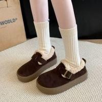 ราคา Buckled Fluffy Trim Platform Slip-Ons (1132401125)