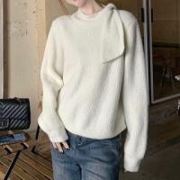 ราคา Mock Neck Bow Ribbed Sweater (1132429880)