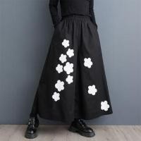 ราคา Elastic Waist Floral Print Culottes Black - One Size (1132456230)