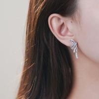 ราคา S925 Sterling Silver Rhinestone Bow Drop Earring 1 Pair - Sliver - One Size (1132452356)