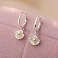 ราคา S925 Sterling Silver Faux Pearl Shell Drop Earring 1 Pair - Sliver - One Size (1132452358)