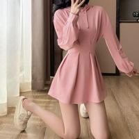 ราคา Plain Drawstring Mini A-Line Hoodie Dress (1132463704)