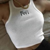 ราคา Crew Neck Numbering Lettering Embroidered Crop Tank Top (1132474978)