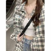 ราคา Label Applique Plaid Button-Up Shirt (1132499849)
