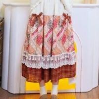 ราคา Elastic Waist Floral Print Plaid Panel Bow Accent Fringed Midi A-Line Skirt Pink - One Size (1132502753)