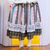 ราคา Elastic Waist Floral Print Plaid Panel Bow Accent Fringed Midi A-Line Skirt With Lining - Green - One Size (1132502776)