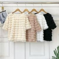 ราคา Short-Sleeve Crewneck Fringed Crop Top (1132517874)