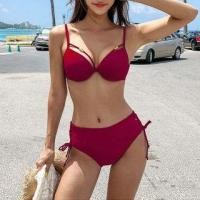 ราคา Set: Plain Cutout Bikini Top + Lace-Up Bottom (1125185213)