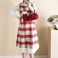 ราคา Maternity Round Neck Plaid Lace Trim Midi A-Line Overall Dress / Long-Sleeve Mock Neck Plain Knit Top (1132566219)