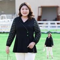 ราคา Long-Sleeve Notch Lapel Dotted Panel Blouse (1132692510)