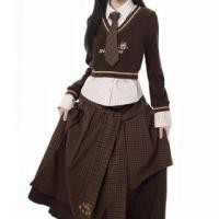 ราคา Set: Mock Two-Piece Long-Sleeve Lettering Panel Striped Shirt + Plaid Necktie (1132674651)