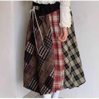 ราคา High Waist Plaid Patchwork Bow Accent Midi A-Line Skirt (1132802788)