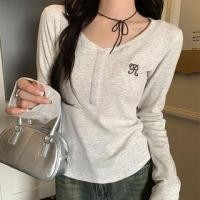 ราคา Long Sleeve Scoop Neck Lettering T-Shirt (1132822223)