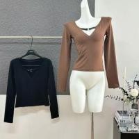 ราคา Long-Sleeve V-Neck Plain Cutout Buckled T-Shirt (1132827123)