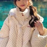 ราคา Stand Collar Dotted Padded Zip Jacket (1132835787)