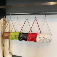 ราคา Plain Studded Buckled Faux Leather Flap Shoulder Bag (1132850764)