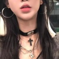 ราคา Cross Faux Leather Choker Black - One Size (1132874390)