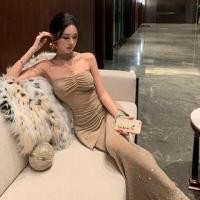 ราคา Strapless Glitter Shirred Bodycon Evening Gown (1132878783)