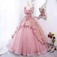 ราคา Sleeveless Round Neck Floral Applique Panel Mesh A-Line Evening Gown (1132919562)