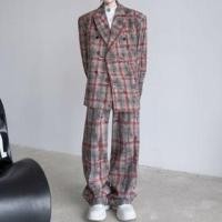 ราคา Set:Double Breasted Plaid Blazer + Dress Pants (1132931461)