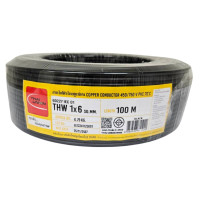 ราคา THAIUNION สายไฟ IEC01 (THW) 1x6 Sqmm. ยาว 100 เมตร สีดำ (10045504)