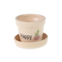 ราคา เครื่องปั้น กระถางกลม พร้อมจานรอง 2 นิ้ว ลายสกรีน สีสนิม (10333785)