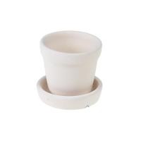 ราคา เครื่องปั้น กระถางกลม พร้อมจานรอง 2 นิ้ว ดินดิบ สีครีม (10333789)