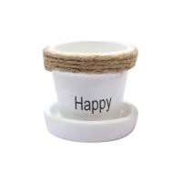ราคา เครื่องปั้น กระถาง พร้อมจานรอง 2 นิ้ว ลายคาดเชือกลายข้อความ (10334536)