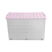ราคา DECOS กล่องพลาสติกมีล้อ ขนาด 90 ลิตร สีขาว พร้อมฝาสีชมพู (10415992)