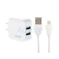 ราคา Adapter 2 Ports (USB) Charger+Cable Micro OKER (15W,3.1A/UC-232) White (A0077911)