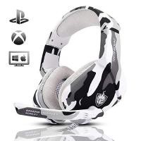 ราคา Gaming Headset for PS4, Xbox One, PC, Laptop, Mac, Nintendo Switch, PHOINIKAS 3.5MM PS4 Headset with Mic, Over Ear Headset, Noise-Cancelling Headset, Bass Surround, LED Light, Comfort Earmuff - Camo (