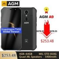 ราคา AGM A9 Rugged IP68 Waterproof Smartphone SDM450 5.99" FHD+ 4GB 64GB 5400mAh Quick Charge 3.0 Android 8.1 Quad-Box Speakers NFC (Hot Deal) (4000434677263)