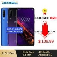 ราคา DOOGEE N20 Mobilephone Fingerprint 6.3 inch FHD+ Display 16MP Triple Back Camera 64GB 4GB MT6763 Octa Core 4350mAh LTE Cellphone (Hot Deal) (4000110813907)