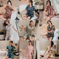 ราคา (ราคาถูกที่สุด) ชุดนอนญี่ปุ่นและเกาหลี，ชุดนอนผ้าซาติน，แฟชั่น，ขาสั้น + เสื้อ (7432502376)