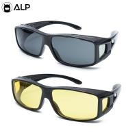 ราคา ALP Sunglasses and Night Vision Glasses แบบสวมทับแว่นสายตา แถมกล่องและผ้าเช็ดเลนส์ UV 400 Fit Over Style รุ่น SN 00239 (2313761051)