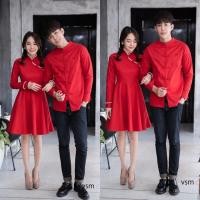ราคา ชุดคู่รัก สีแดง ชุดกี่เพ้า เดรสกี่เพ้า ป้ายVSM (4313892491)