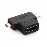 ราคา Ugreen Hdmi Female อะแดปเตอร์มินิและ Micro Hdmi (Hd129) - สีดํา (2921438332)