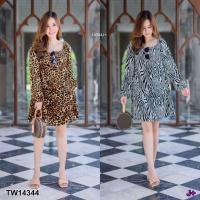 ราคา ML14344 เดรสกำมะหยี่ #สาวอวบ ลายเสือ,ม้าลาย (3375478492)