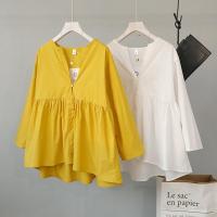 ราคา 【Crazy Clearance】เสื้อเชิ้ตแขนยาวคอวีเนื้อผ้าฝ้ายสีพื้นสําหรับผู้หญิง W2007-B (3248529655)