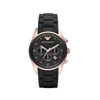 ราคา EMPORIO ARMANI นาฬิกาข้อมือผู้ชาย รุ่น AR5905 Chronograph Silicone - Rose Gold & Black (4914033047)