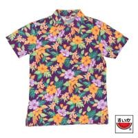 ราคา แตงโม (SUIKA) - (P8) เสื้อแตงโม เสื้อยืดคอปก พิมพ์ลายดอกชบาเล็ก (4149350534)