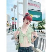 ราคา เสื้อครอปแฟชั่น เสื้อสายฝอ ผูกโบว์หน้าเล็ก (3890362845)