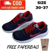 ราคา Nike- Size 31-37 รองเท้าผ้าใบลําลองสําหรับเด็กผู้ชายผู้หญิงสีแดงสีชมพูสีฟ้าสีดํา (2946468511)