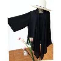 ราคา เสื้อชีฟองทรงเสื้อคลุมชายระย้า อก 50 นิ้ว T20-016 สีดำ เสื้อไซส์ใหญ่ เสื้อสวยสไตล์คุณนาย (3878199123)